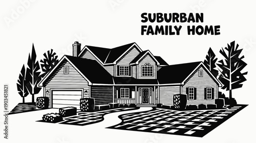 suburban family home villa architecture building combining modern residential property real estate design with practical exterior construction in neighborhood urban landscape for housing investment