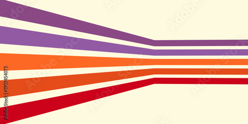 Abstract colorful 70s background vector. Vintage retro wallpaper with rainbow stripes and wavy lines. A 1970 color illustration suitable for posters, banners, decorative items and wall art.