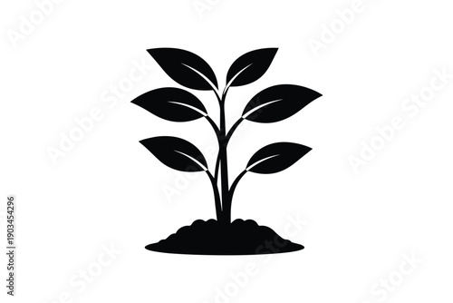 Plant seedling growing in soil flat icon for gardening or agriculture growth symbol isolated on white background