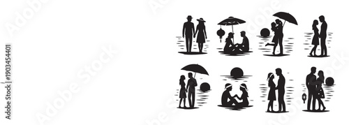 Romantic Couple Beach Silhouettes