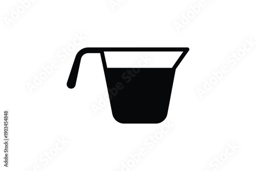Measuring cup black silhouette icon isolated on white background for kitchen utensil or liquid volume
