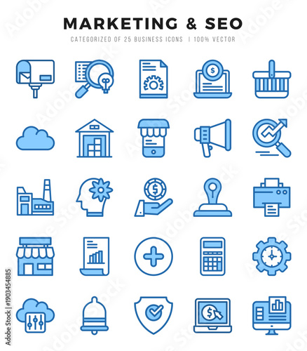 Marketing & SEO web icons in Two Color style.