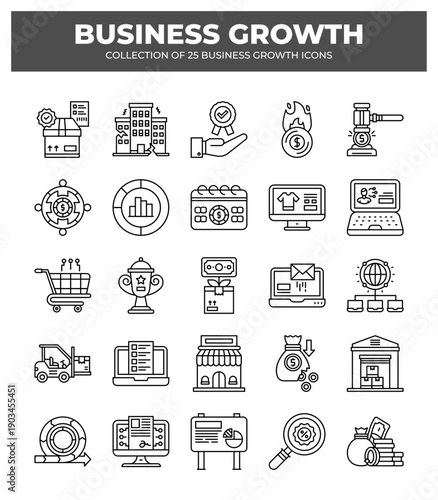 Collection of 25 Business Growth Icons: Boost Your Business Visuals
