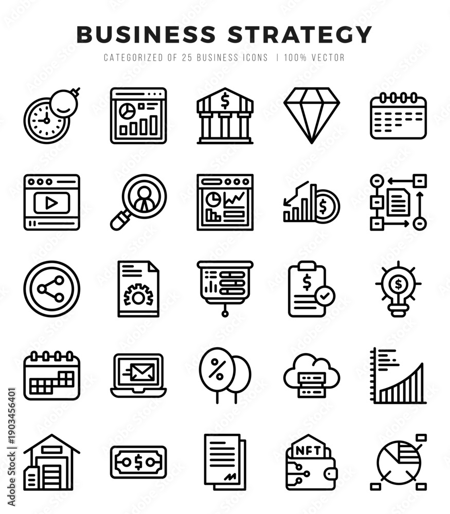 Fototapeta premium Business Strategy icons Pack. Lineal icons set. Business Strategy collection set.