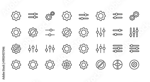 Settings and Gear Icons: Cogwheel, Sliders, and Controls for Configuration and Options