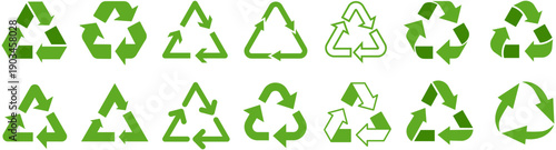 set vector Recycle icon. Ecology green symbol. Recycling triangle sign design illustration