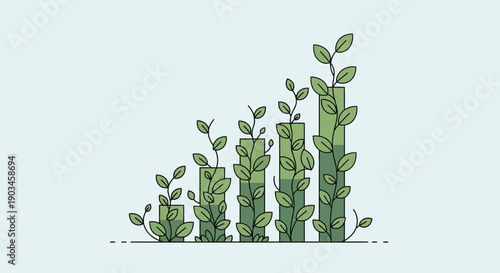 Illustration of Green Plants Growing in Pots.