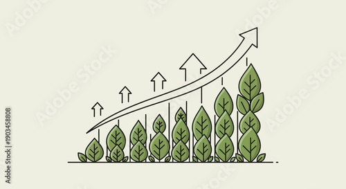 Growing Plants with Upward Trend Graph.