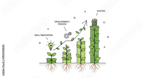 Plant Growth Stages Diagram Illustration.