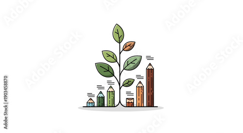 Illustration of a Plant Growing from Containers.
