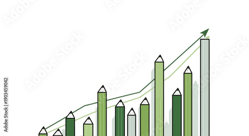 Colorful Pencils Arranged in Ascending Order Graph.