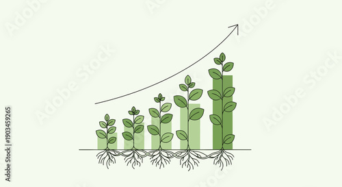 Plant Growth Stages Illustration with Roots.