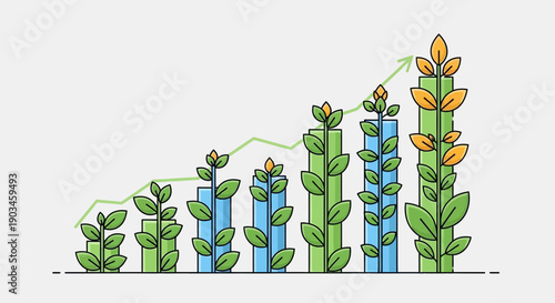 Green Plants Growing with Yellow Flowers.