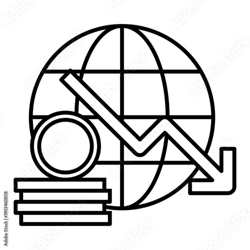 world financial crisis line icon with editable stroke
