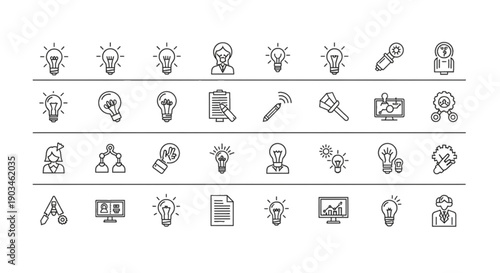 Icons for travel, adventure, and exploration: mountains, tents, maps, hikers, and aircraft.