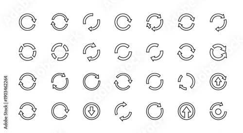 Repeat and Refresh Icons: Circular Arrows for Reload, Sync, and Update Actions