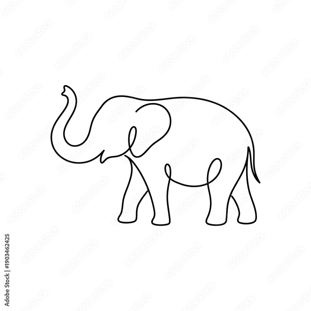 Obraz premium Minimalist one line drawing of an elephant in a simple modern style