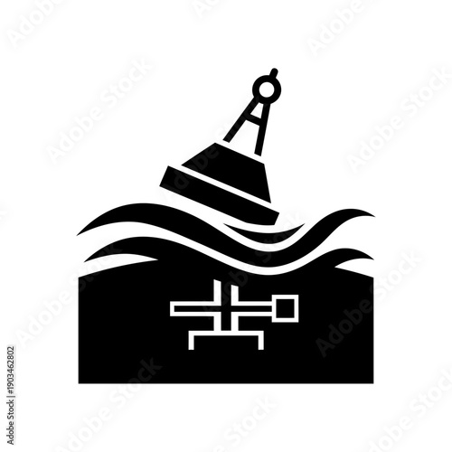 Floating Marine Buoy with Submerged Anchor Icon