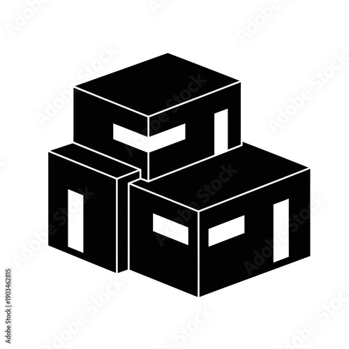 Isometric Stacked Blocks Geometric Icon Design