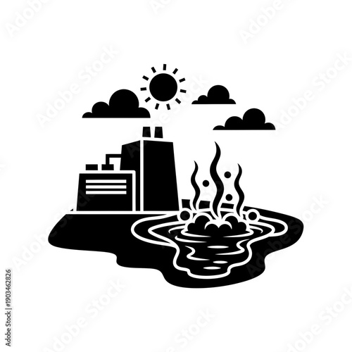 Industrial Pollution Factory Contaminating Water and Environment