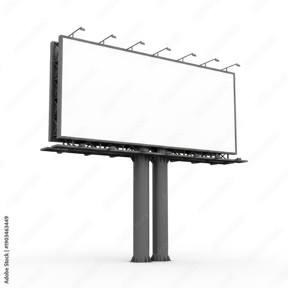 Fototapeta premium Large Outdoor Advertising Billboard With Blank White Space For Customization And Mockups Isolated White Background
