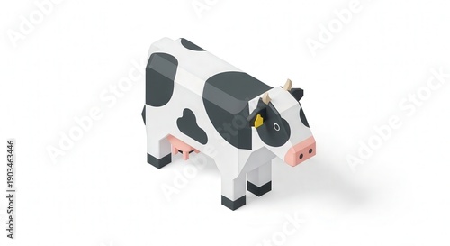 Adorable Low-Poly Cow Model for Farm or Animal Themed Designs