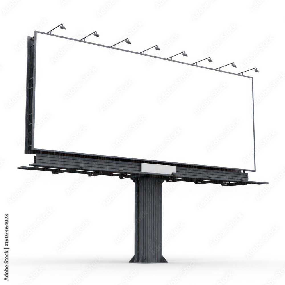 Obraz premium Large Outdoor Billboard Display Structure with Blank White Advertising Space and Metal Frame on Snowy White Background Isolated