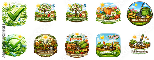 Spring Gardening Eco Icon Set