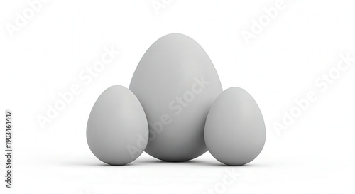 Close-Up of Three White Eggs Arranged on Plain Surface for Culinary or Dietary Themes