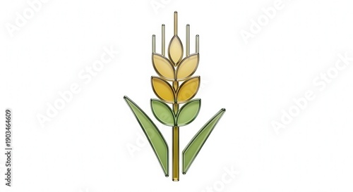 Close-up of Wheat Ear with Green Leaves and Barley Spike in Rustic Natural Setting