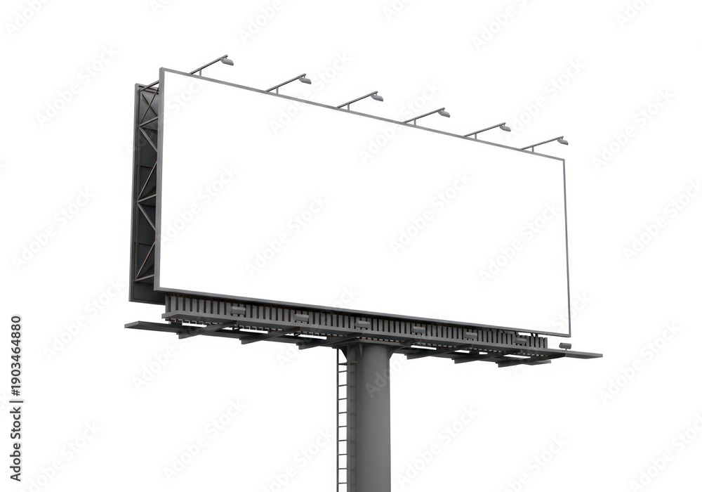 Obraz premium Large Outdoor Billboard Structure With Blank White Copy Space Isolated On White Background