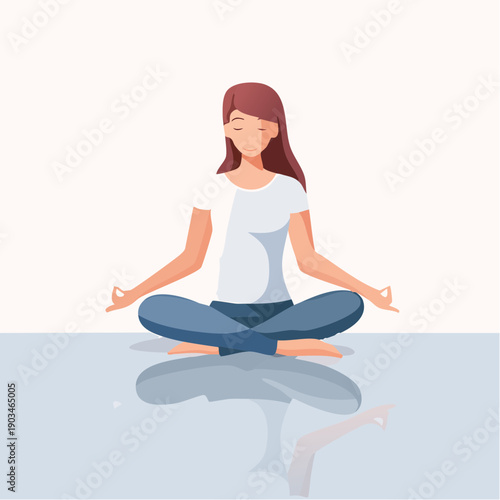 Young woman meditating in a tranquil setting, practicing mindfulness and inner peace