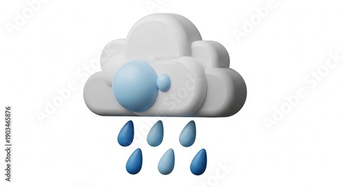Cloud with Raindrops - Weather Illustration for Atmospheric Conditions