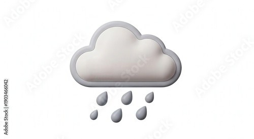 Cloud with Raindrops Illustrating Weather Conditions and Atmospheric Phenomenon