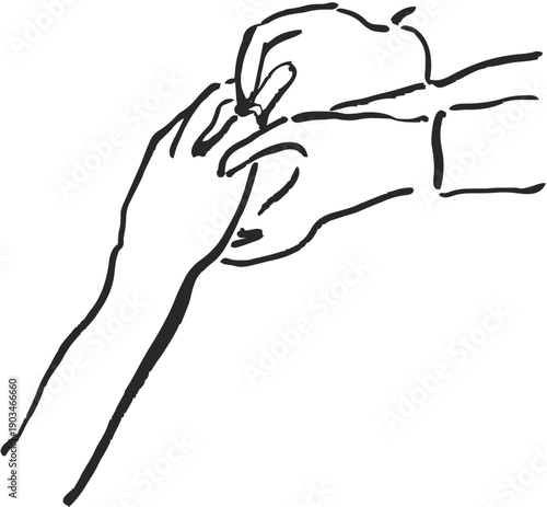 Hand drawn illustration of a couple holding hands for wedding