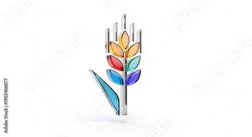 Colorful Abstract Decorative Flower Sculpture with Metallic Accents