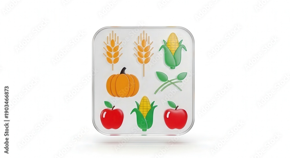 Fototapeta premium Colorful Vegetable and Fruit Icons Illustration for Healthy Eating or Nutrition Concepts