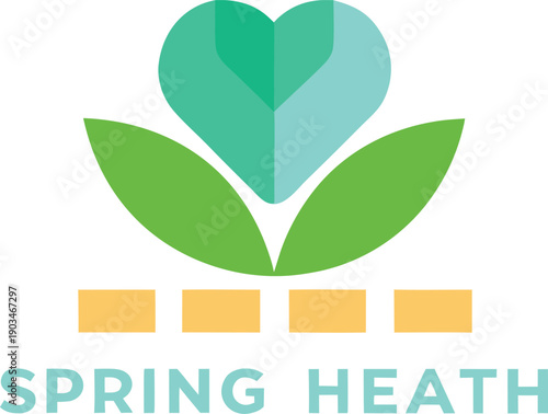 Green leaf with heart logo isolated on transparent background, Vector, illustration