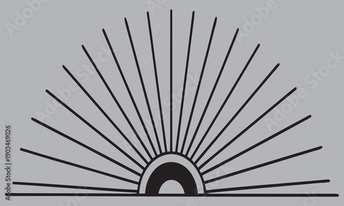 Stylized Sunburst Graphic Element rays semicircle