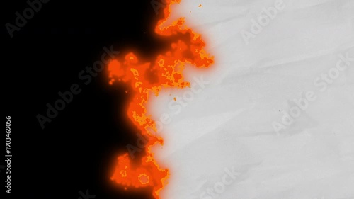 transition of fire burn on textured paper. 4k video.