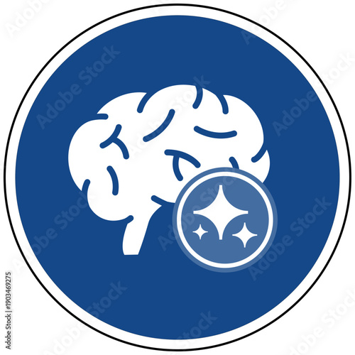 Künstliche Intelligenz KI und menschliches Gehirn Icon blau Vektor für Neurowissenschaften Maschinelles Lernen und Deep Learning