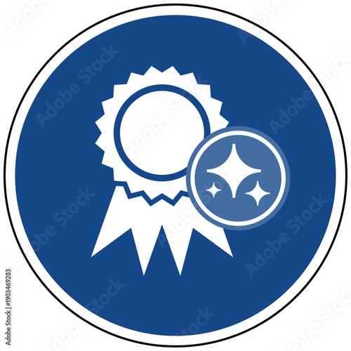 Künstliche Intelligenz KI Qualitätsmanagement und Auszeichnung Icon blau Vektor für Zertifizierung Excellence und Smart Standards