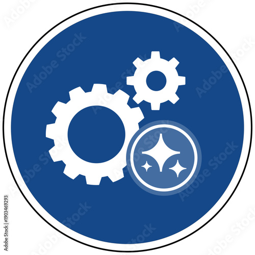 Künstliche Intelligenz KI in der Produktion und Industrie 4.0 Icon blau Vektor für Automatisierung und Smart Factory Prozesse