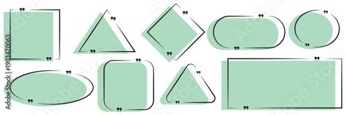 Quote frames. Speech bubble with quote marks. Texting box template for different quotes. Text blank frame. Quotation marks banner. Remark think boxes. Vector concept.