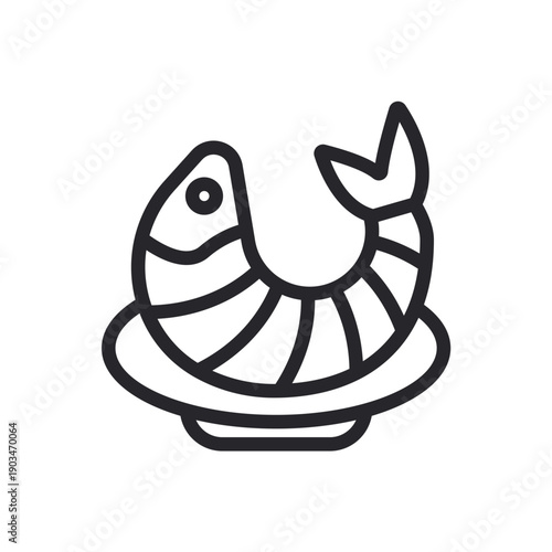 fish icons outline and Flat Style,transparent background