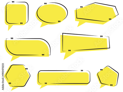 Quote box frame, big set. Quote box icon. Texting quote boxes. Blank Grunge brush background. Vector illustration
