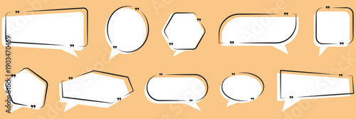 Quote box frame, big set. Quote text in speech bubble. Quote box icon. Blank template quote text info design boxes quotation bubble blog quotes symbols. eps 10