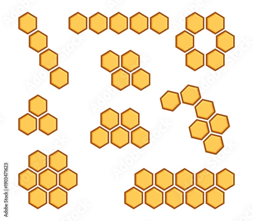 Set of honey bee beehive clipart Illustration decoration