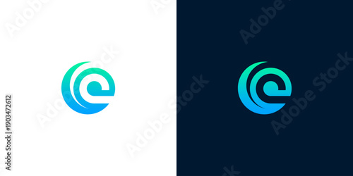 Modern Abstract Letter E Logo Design with Flowing Wave Elements and Vibrant Gradient Colors, suitable for various digital branding initiatives