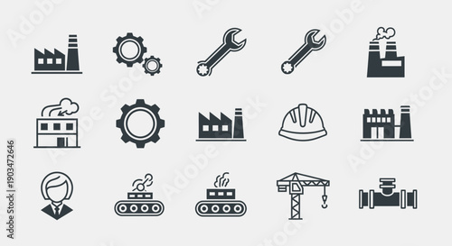 Industrial icons and symbols for business and manufacturing